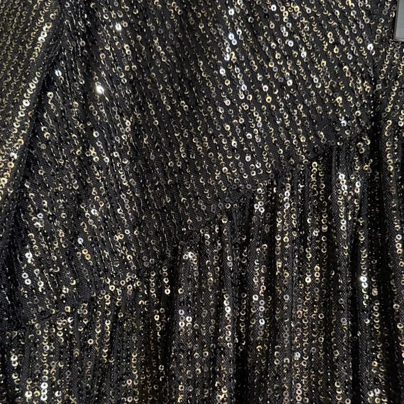 Codexmode Sequin Long Sleeve Babydoll Dress in Black Size S NWT - Picture 4 of 5